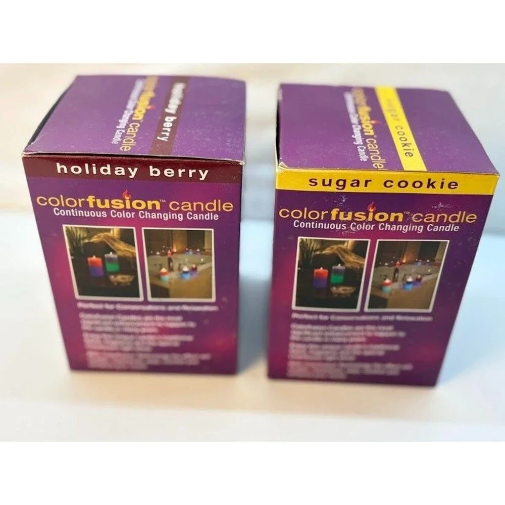 Colorfusion Continuous Color Changing‎ Candle Sugar Cookie & Wild Berry NEW SEAL